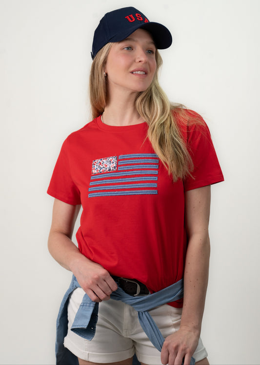 Denim and Ditsy Flag Tee image 3