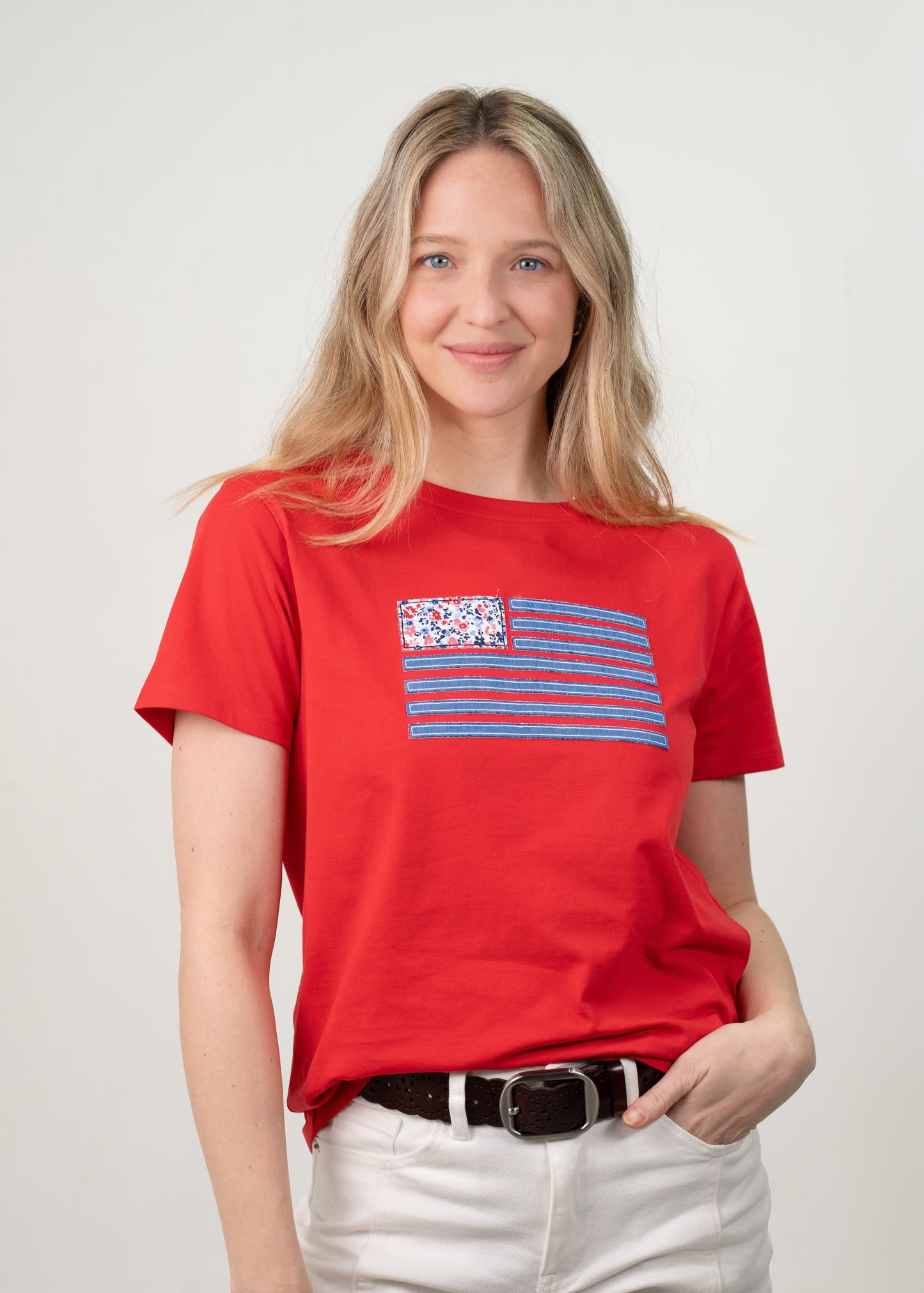 Denim and Ditsy Flag Tee