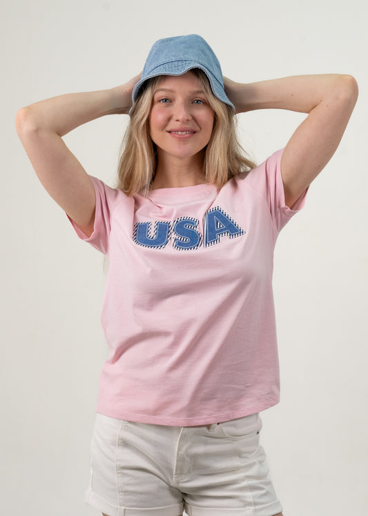 Pink Patchwork USA Tee image 2